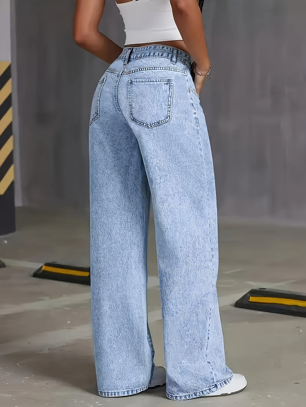 OISLOHÉ Pantalón Recto Azul Confort Elástico