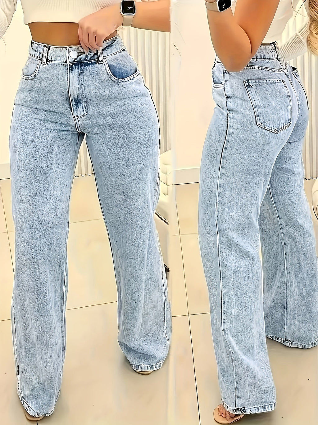OISLOHÉ Pantalón Recto Efecto Esbelto