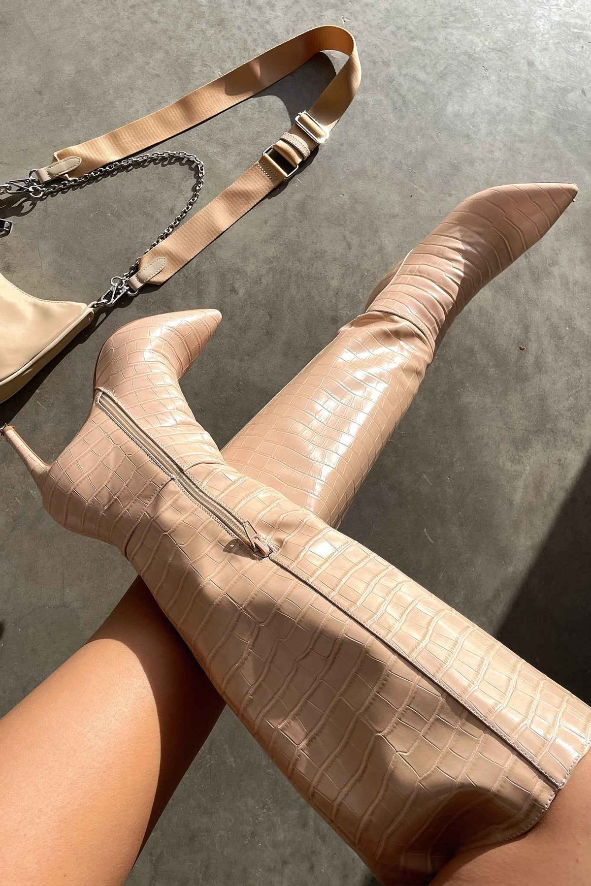 OISLOHÉ Botas Altas Hasta la Rodilla Beige